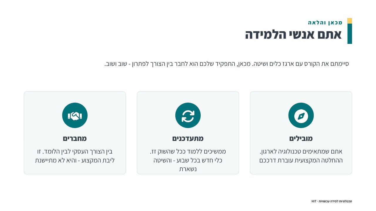 סיכום הקורס, שקף 18 מתוך 20
